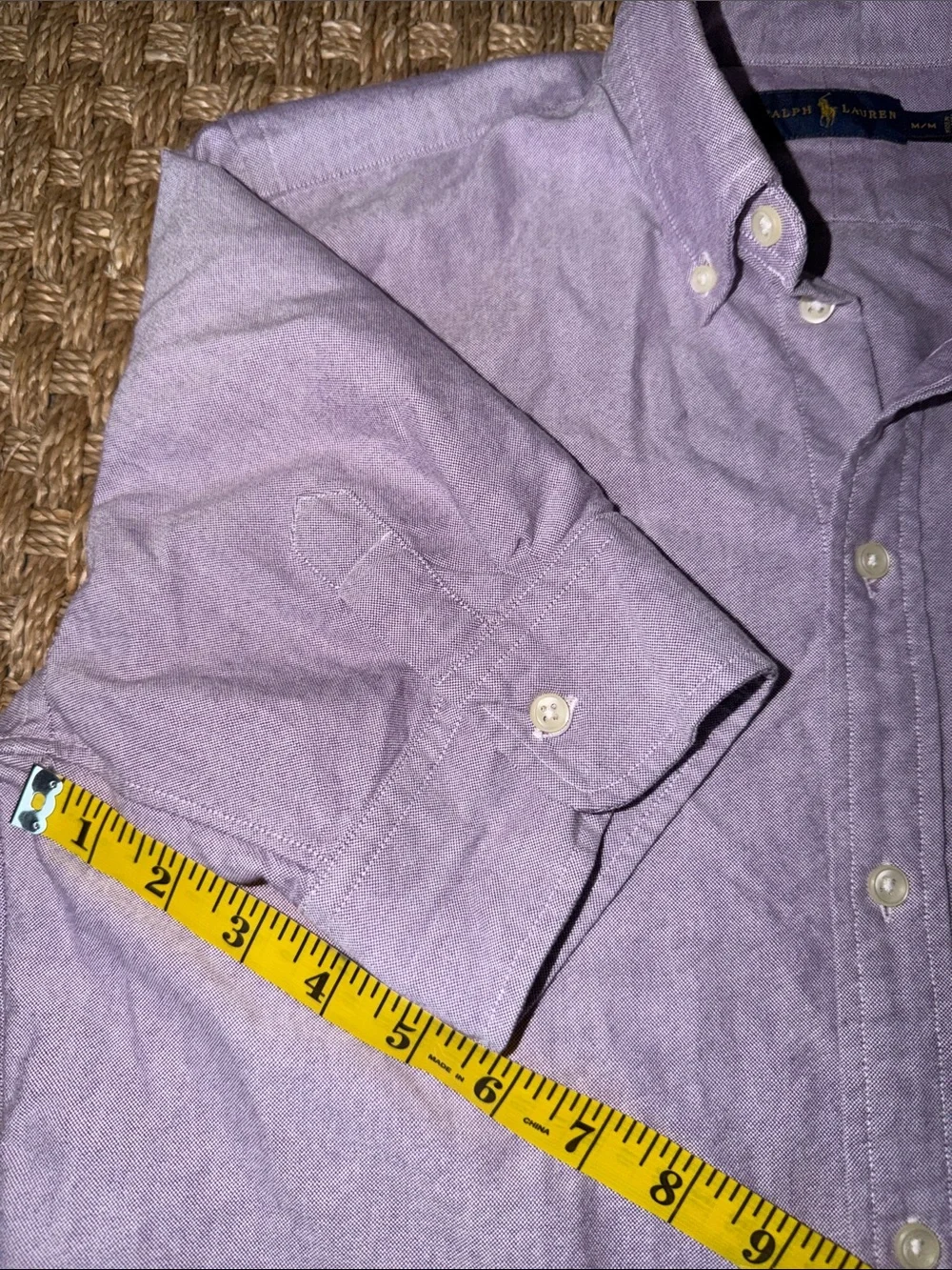 Ralph Lauren Women’s Purple Short-Sleeve Button-Down Oxford Shirt sz Med - Picture 5 of 8